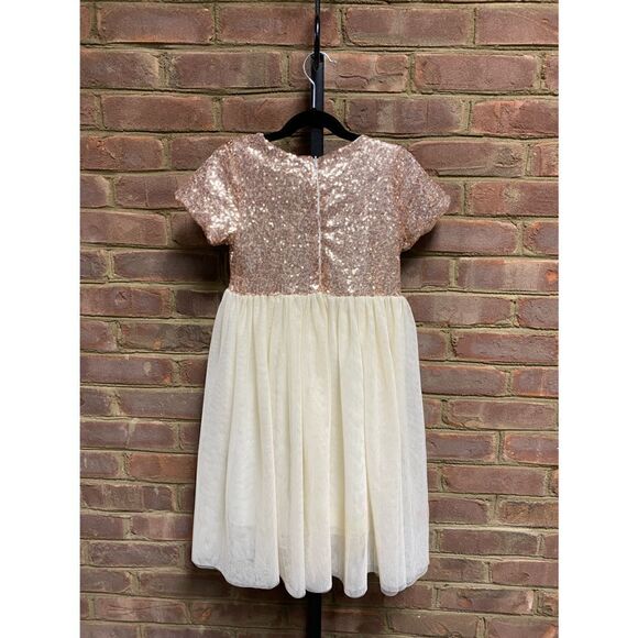 Rose Gold Sequins & Cream Special Occasion Short Sleeve Dress Size 3X - Picture 3 of 6